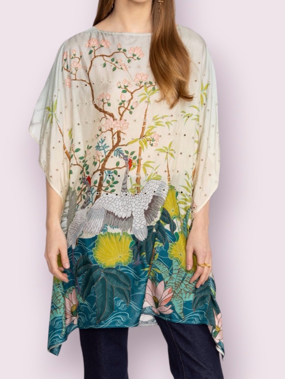 Johnny Was Pribasa Silk Eyelet Poncho Top Size 3X